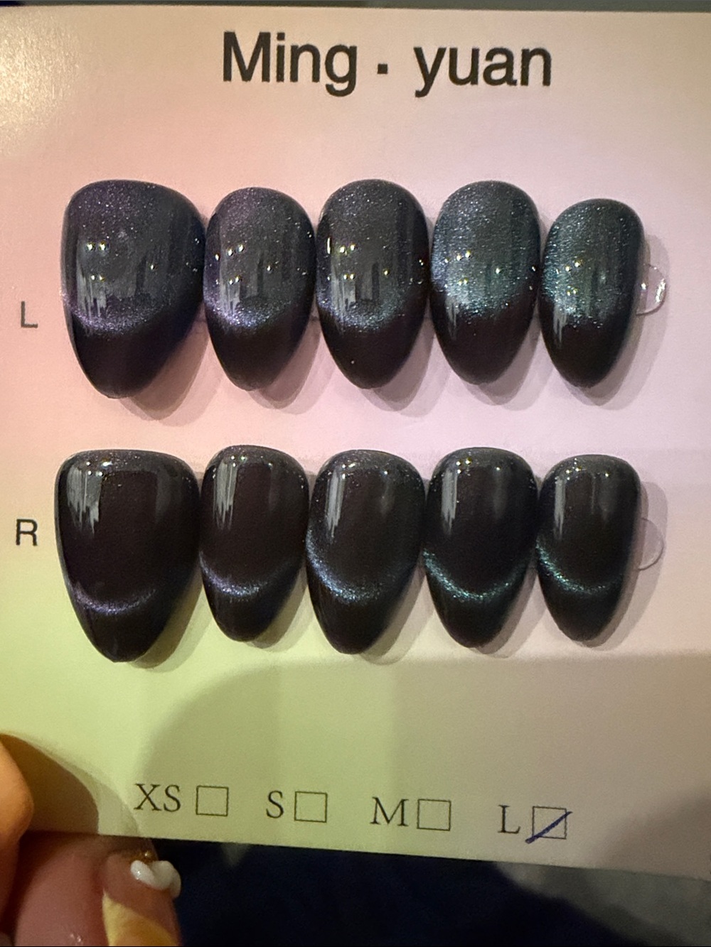Charcoal cateye handmade acrylic Press-On Nails
